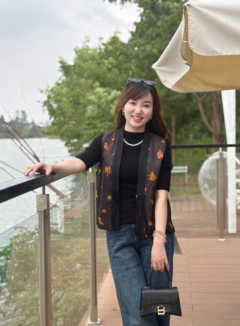 Viscose Xiangyunsha “Lucky Persimmon” Top – Heritage-Inspired Elegance by LUXE ORIENTA - Luxe Orienta CO., LIMITED