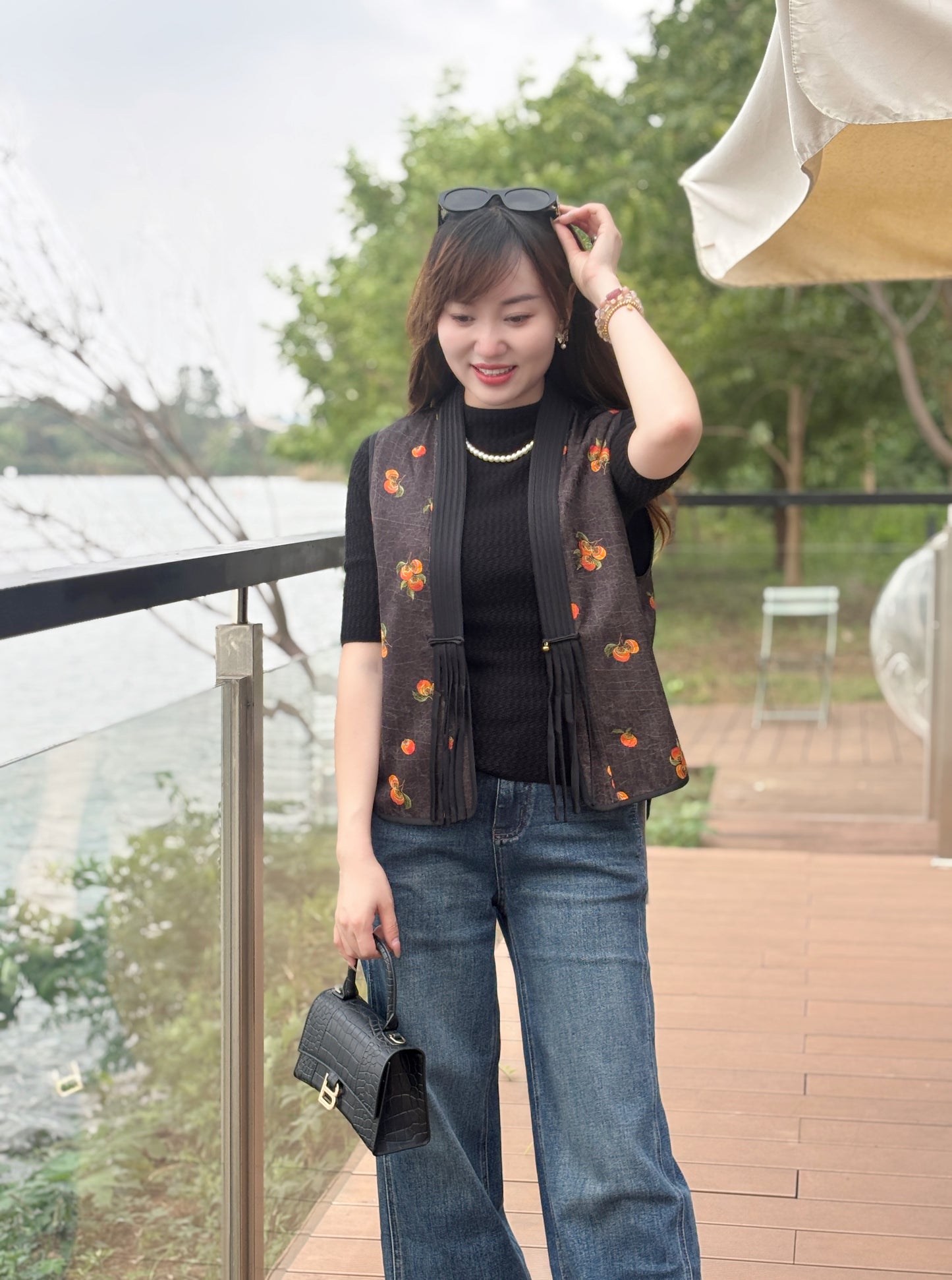 Viscose Xiangyunsha “Lucky Persimmon” Top – Heritage-Inspired Elegance by LUXE ORIENTA - Luxe Orienta CO., LIMITED