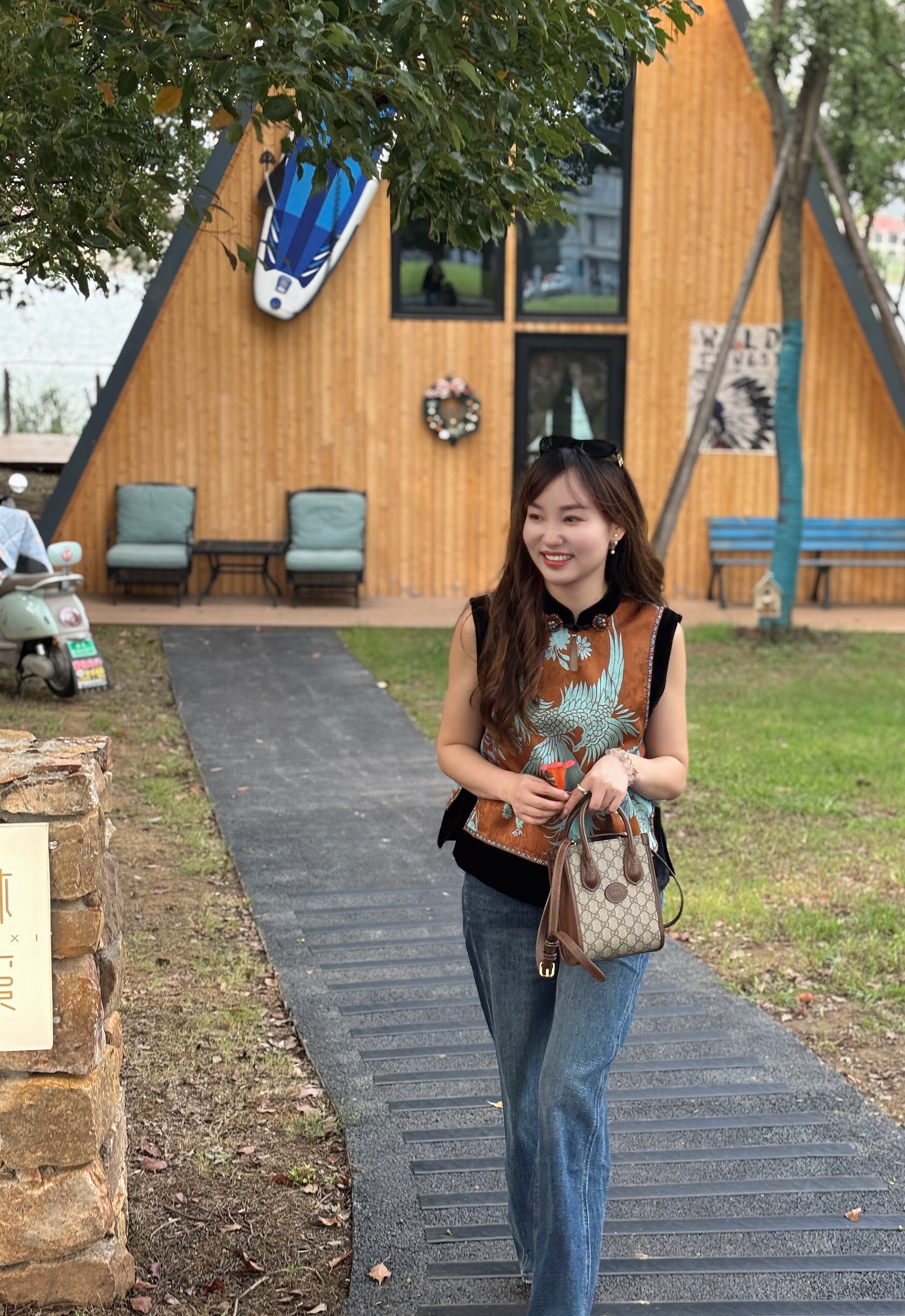 Brown Phoenix & Peony Xiangyunsha Vest | Symbolic Chinese Elegance - Luxe Orienta CO., LIMITED