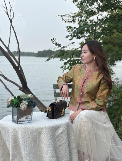 Yellow Heritage Mulberry Silk Shu Brocade Jacket | Luxe Orienta Modern Chinese Luxury Outerwear
