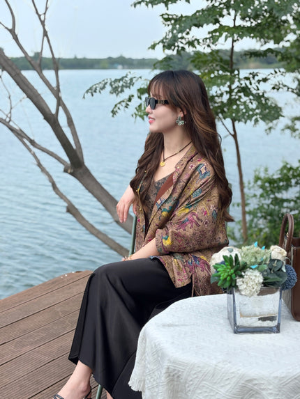 Purple Xiangyunsha Short Cardigan – Elegant Heritage-Inspired Knit by LUXE ORIENTA - Luxe Orienta CO., LIMITED