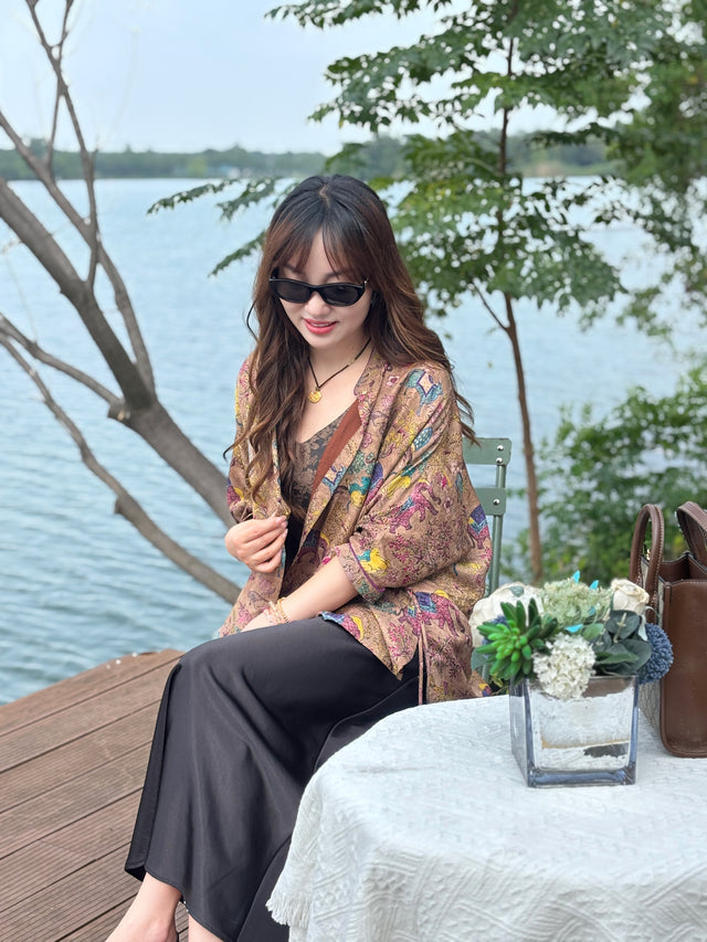 Purple Xiangyunsha Short Cardigan – Elegant Heritage-Inspired Knit by LUXE ORIENTA - Luxe Orienta CO., LIMITED