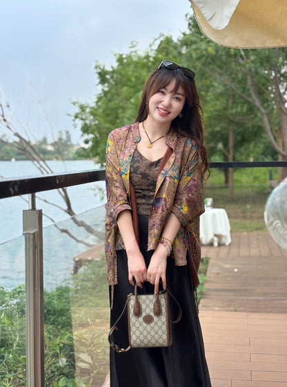 Purple Xiangyunsha Short Cardigan – Elegant Heritage-Inspired Knit by LUXE ORIENTA - Luxe Orienta CO., LIMITED