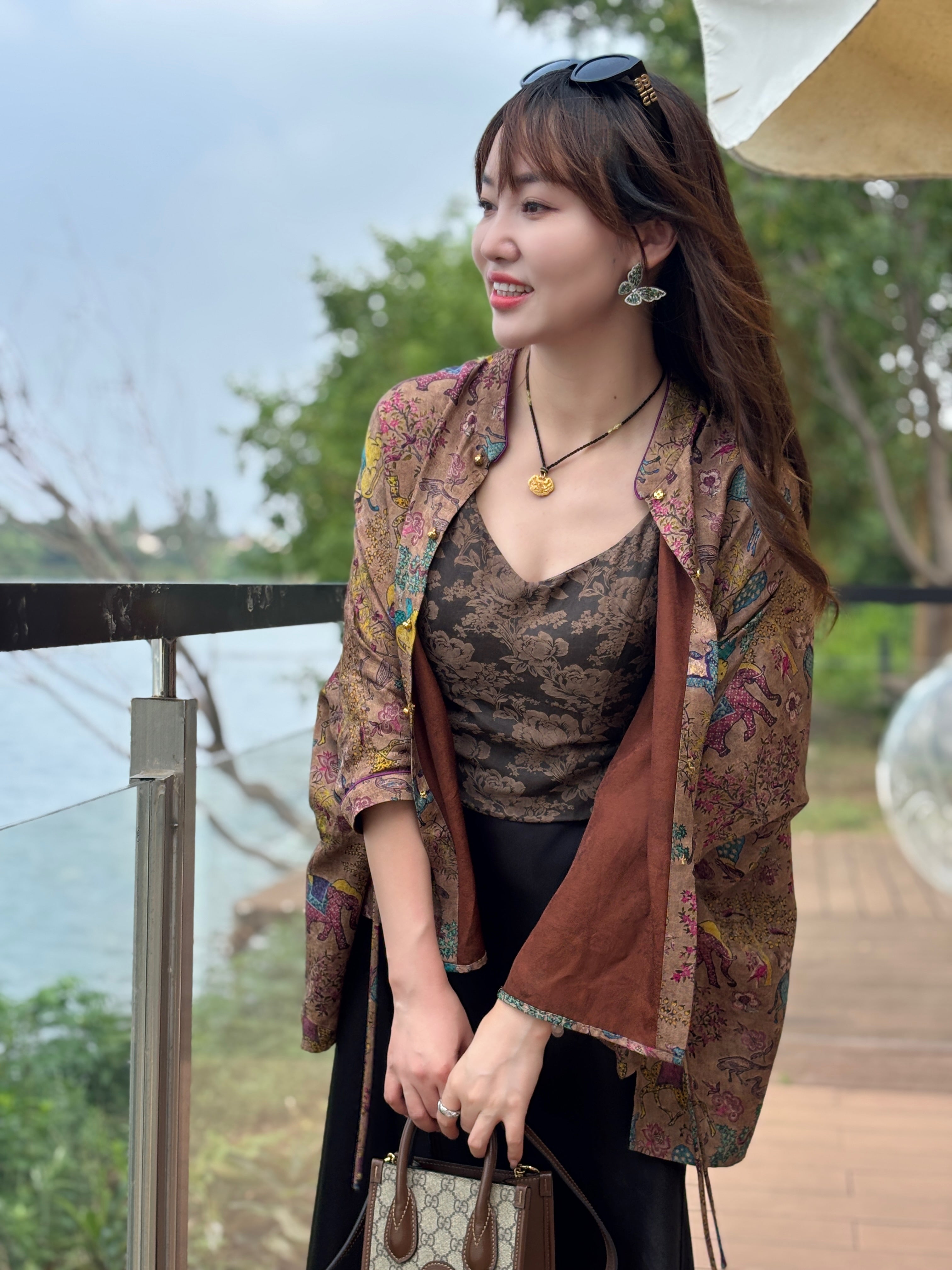 Purple Xiangyunsha Short Cardigan – Elegant Heritage-Inspired Knit by LUXE ORIENTA - Luxe Orienta CO., LIMITED