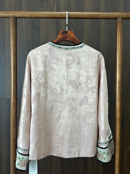 粉紅色提花刺繡外套 Pink Jacquard Embroidered Jacket - Luxe Orienta CO., LIMITED