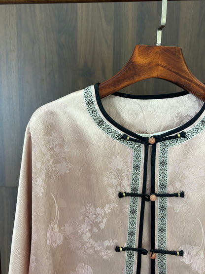 粉紅色提花刺繡外套 Pink Jacquard Embroidered Jacket - Luxe Orienta CO., LIMITED