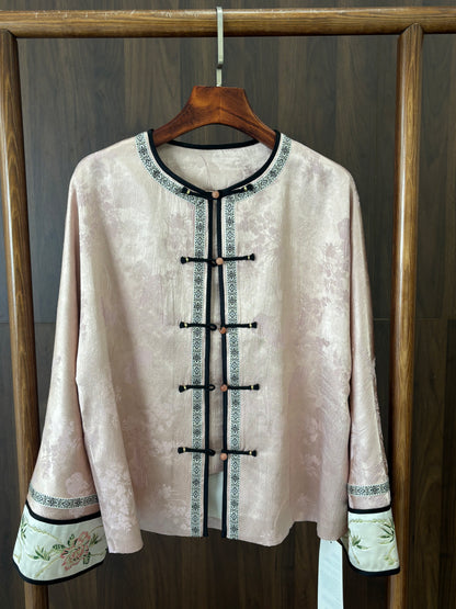 粉紅色提花刺繡外套 Pink Jacquard Embroidered Jacket - Luxe Orienta CO., LIMITED