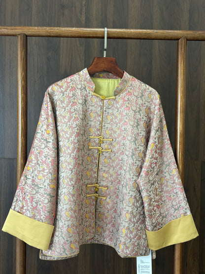 粉紅色桑蠶絲宋錦外套 Pink Silk Songjin Jacket - Luxe Orienta CO., LIMITED