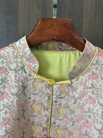 粉紅色桑蠶絲宋錦外套 Pink Silk Songjin Jacket - Luxe Orienta CO., LIMITED