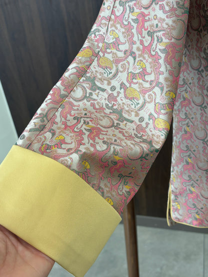 粉紅色桑蠶絲宋錦外套 Pink Silk Songjin Jacket - Luxe Orienta CO., LIMITED
