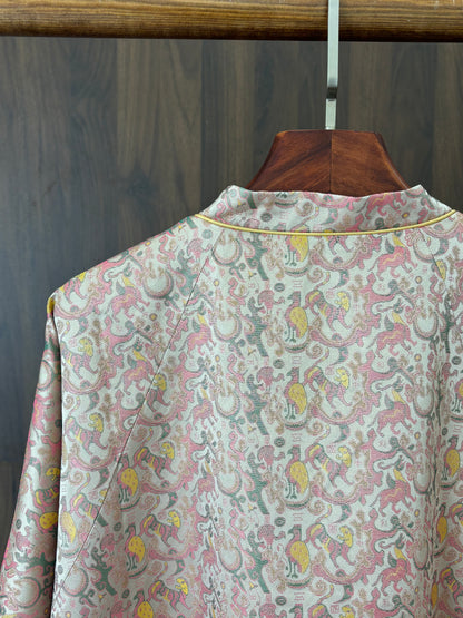 粉紅色桑蠶絲宋錦外套 Pink Silk Songjin Jacket - Luxe Orienta CO., LIMITED