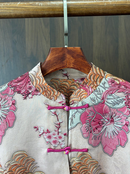 粉紅色鳳凰人絲提花外套 Pink Phoenix Silk Jacquard Jacket - Luxe Orienta CO., LIMITED