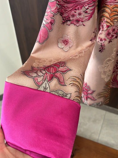 粉紅色鳳凰人絲提花外套 Pink Phoenix Silk Jacquard Jacket - Luxe Orienta CO., LIMITED