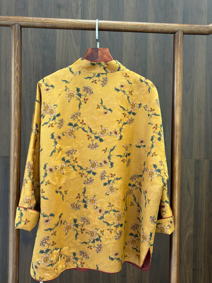 重工黃色桑蠶絲外套 Intricate Yellow Silk Jacket - Luxe Orienta CO., LIMITED