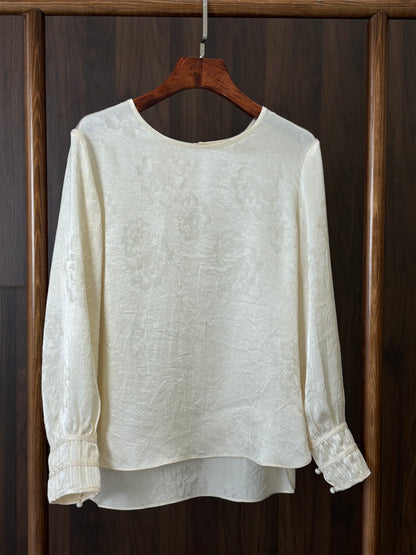 米白色醋酸提花上衣 Off-White Acetate Jacquard Top - Luxe Orienta CO., LIMITED