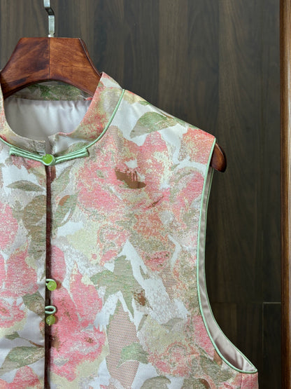 粉紅色真絲提花馬甲 Pink Silk Jacquard Vest - Luxe Orienta CO., LIMITED