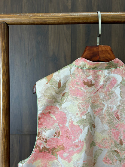 粉紅色真絲提花馬甲 Pink Silk Jacquard Vest - Luxe Orienta CO., LIMITED