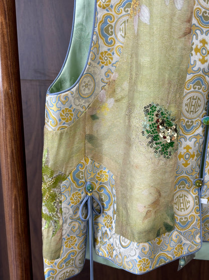綠色真絲提花馬甲 Green Silk Jacquard Vest - Luxe Orienta CO., LIMITED