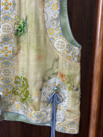 綠色真絲提花馬甲 Green Silk Jacquard Vest - Luxe Orienta CO., LIMITED