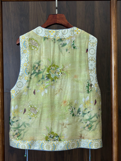 綠色真絲提花馬甲 Green Silk Jacquard Vest - Luxe Orienta CO., LIMITED