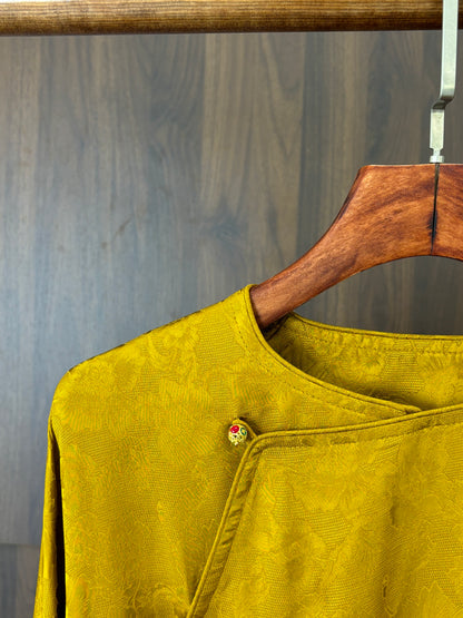 黃色絲質花蘿提花上衣 Yellow Silk Floral Jacquard Top - Luxe Orienta CO., LIMITED