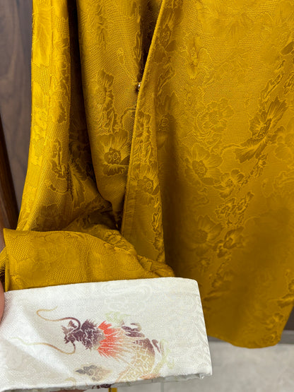 黃色絲質花蘿提花上衣 Yellow Silk Floral Jacquard Top - Luxe Orienta CO., LIMITED