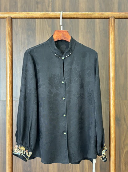 黑色桑蠶絲上衣 Black Silk Top - Luxe Orienta CO., LIMITED