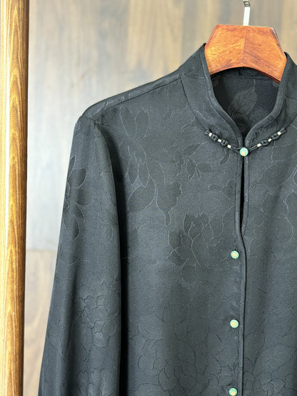 黑色桑蠶絲上衣 Black Silk Top - Luxe Orienta CO., LIMITED