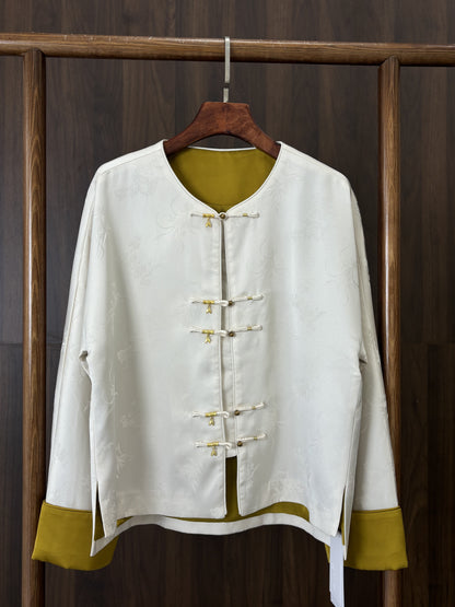 白色人絲提花外套 White Rayon Jacquard Jacket - Luxe Orienta CO., LIMITED