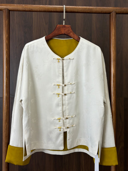 白色人絲提花外套 White Rayon Jacquard Jacket - Luxe Orienta CO., LIMITED