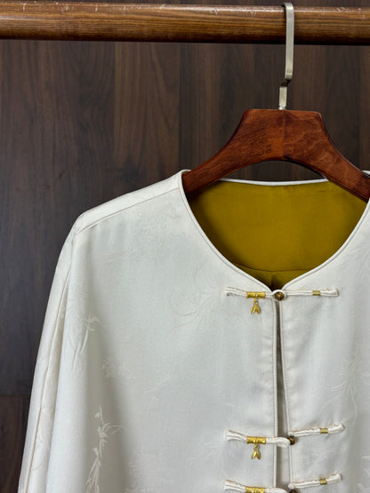 白色人絲提花外套 White Rayon Jacquard Jacket - Luxe Orienta CO., LIMITED