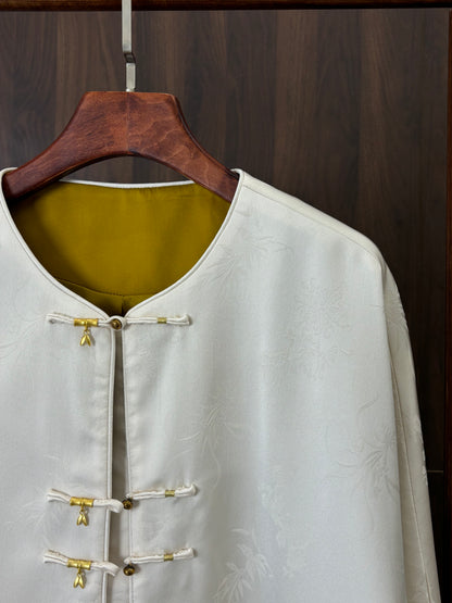 白色人絲提花外套 White Rayon Jacquard Jacket - Luxe Orienta CO., LIMITED
