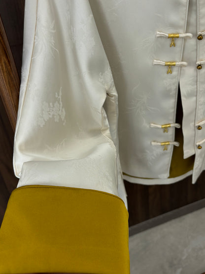 白色人絲提花外套 White Rayon Jacquard Jacket - Luxe Orienta CO., LIMITED