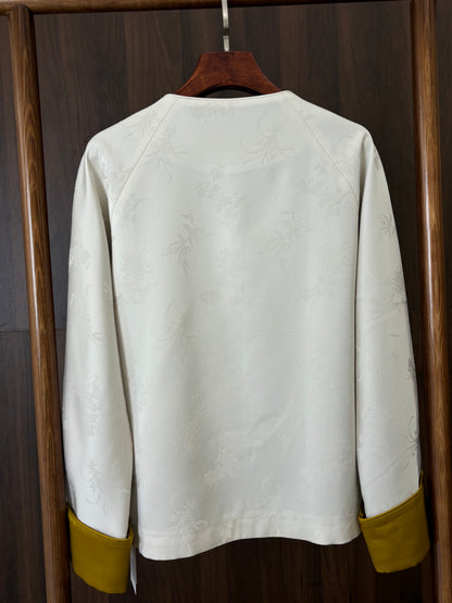 白色人絲提花外套 White Rayon Jacquard Jacket - Luxe Orienta CO., LIMITED