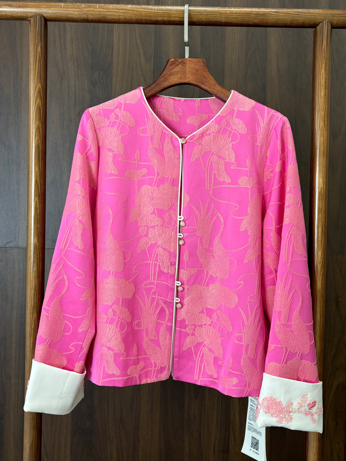 粉紅色人絲提花外套 Pink Rayon Jacquard Jacket - Luxe Orienta CO., LIMITED
