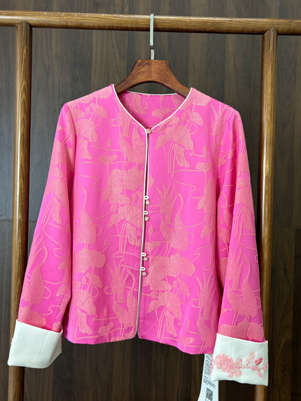 粉紅色人絲提花外套 Pink Rayon Jacquard Jacket - Luxe Orienta CO., LIMITED