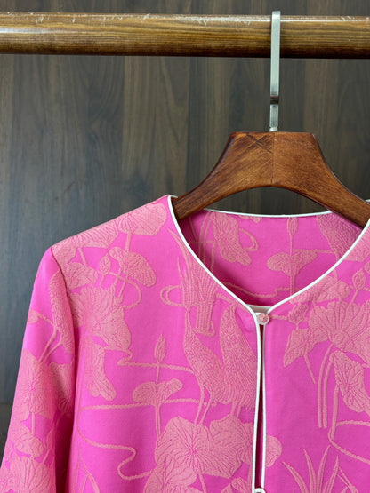 粉紅色人絲提花外套 Pink Rayon Jacquard Jacket - Luxe Orienta CO., LIMITED
