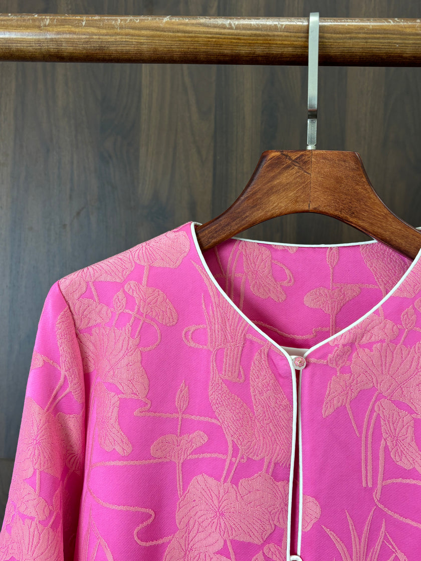 粉紅色人絲提花外套 Pink Rayon Jacquard Jacket - Luxe Orienta CO., LIMITED