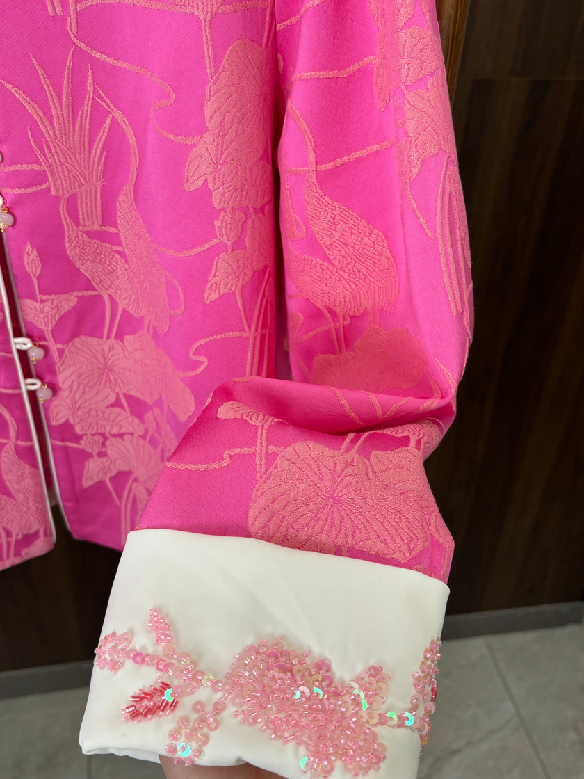 粉紅色人絲提花外套 Pink Rayon Jacquard Jacket - Luxe Orienta CO., LIMITED