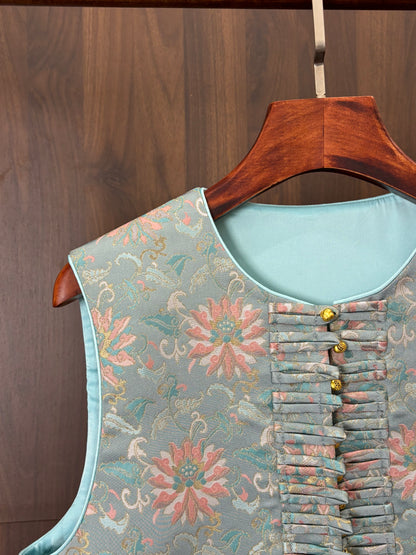 藍色新宋錦馬甲 Blue New Songjin Vest - Luxe Orienta CO., LIMITED