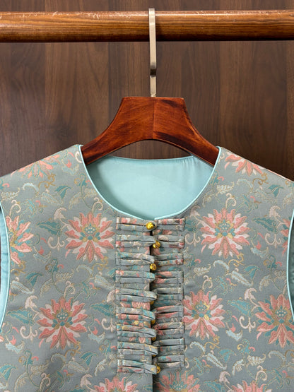 藍色新宋錦馬甲 Blue New Songjin Vest - Luxe Orienta CO., LIMITED