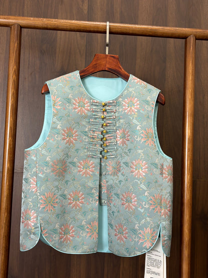 藍色新宋錦馬甲 Blue New Songjin Vest - Luxe Orienta CO., LIMITED