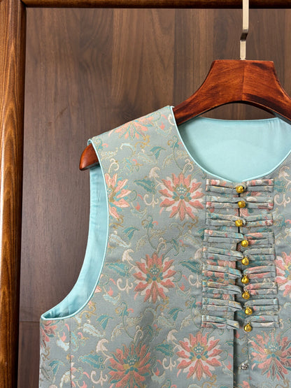 藍色新宋錦馬甲 Blue New Songjin Vest - Luxe Orienta CO., LIMITED