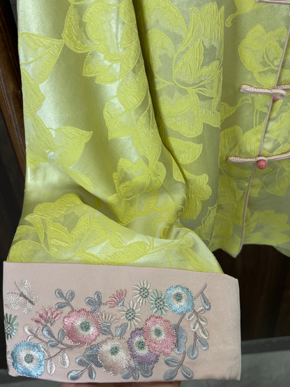 黃色蠶絲刺繡外套 Yellow Silk Embroidered Jacket - Luxe Orienta CO., LIMITED