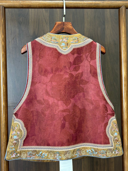 紅色宋錦雙面穿馬甲 Red Songjin Double-sided Vest - Luxe Orienta CO., LIMITED