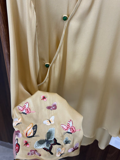 黃色蠶絲刺繡襯衣 Yellow Silk Embroidered Shirt - Luxe Orienta CO., LIMITED
