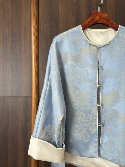 藍色蠶絲外套 Blue Silk Jacket - Luxe Orienta CO., LIMITED