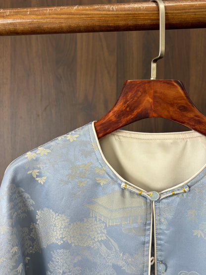 藍色蠶絲外套 Blue Silk Jacket - Luxe Orienta CO., LIMITED