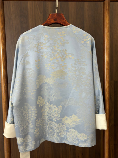 藍色蠶絲外套 Blue Silk Jacket - Luxe Orienta CO., LIMITED