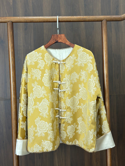 黃色人絲提花外套 Yellow Rayon Jacquard Jacket - Luxe Orienta CO., LIMITED